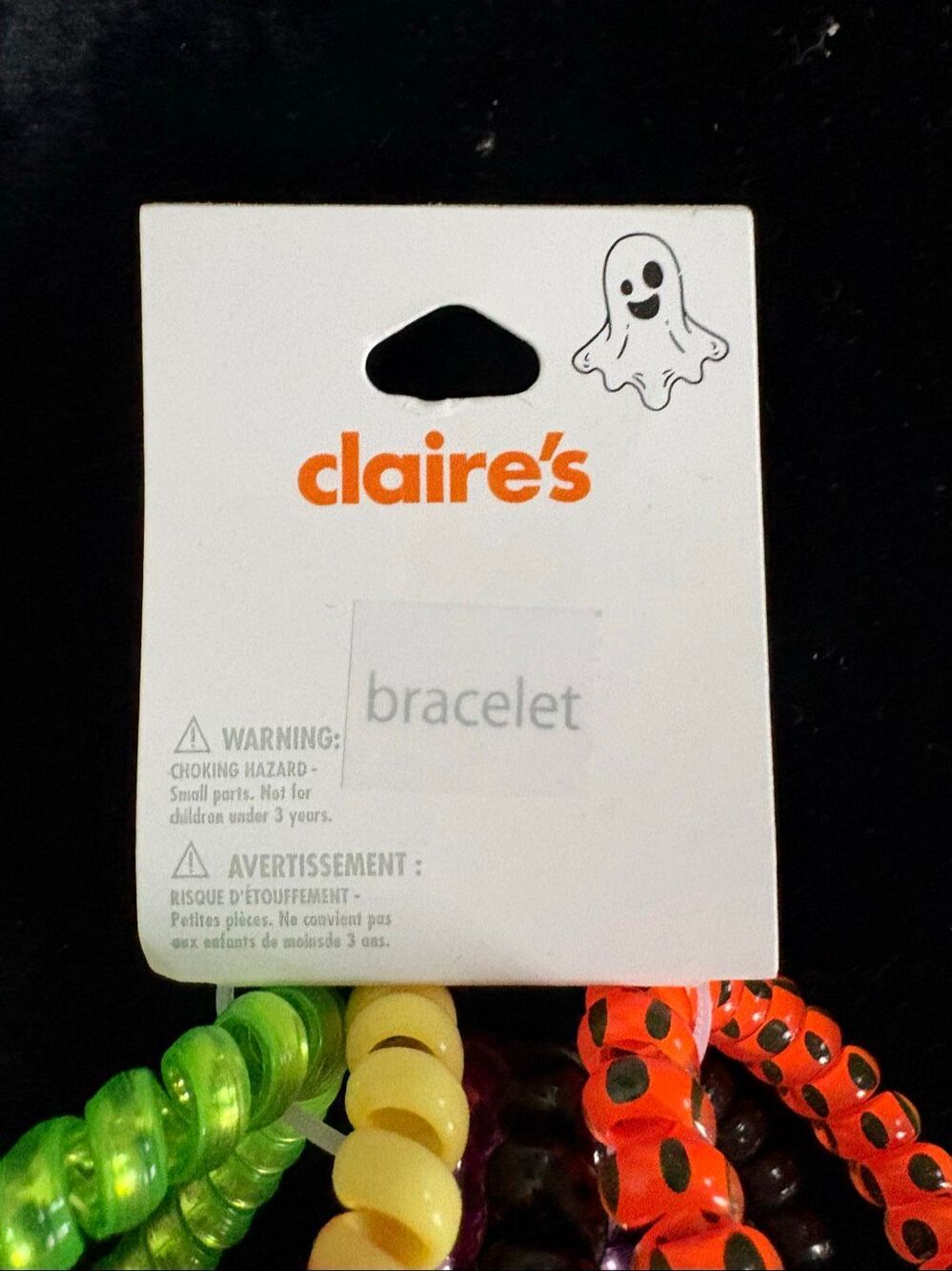 Claire's Halloween Coil Bracelets Set Charms Pumpkin Spider Witch Purple Orange